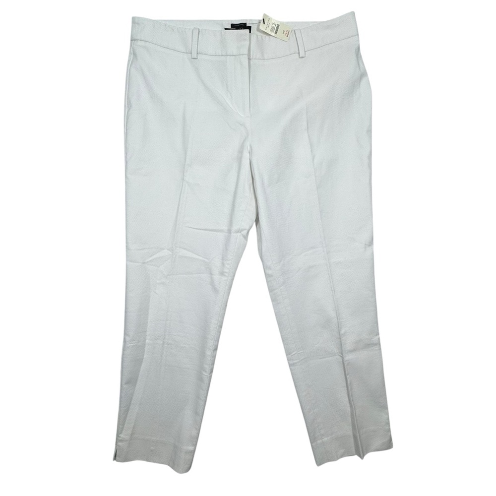 TALBOTS Hampshire Classic White Textured Mid-Rise Cropped Ankle Pant Size 14 P
